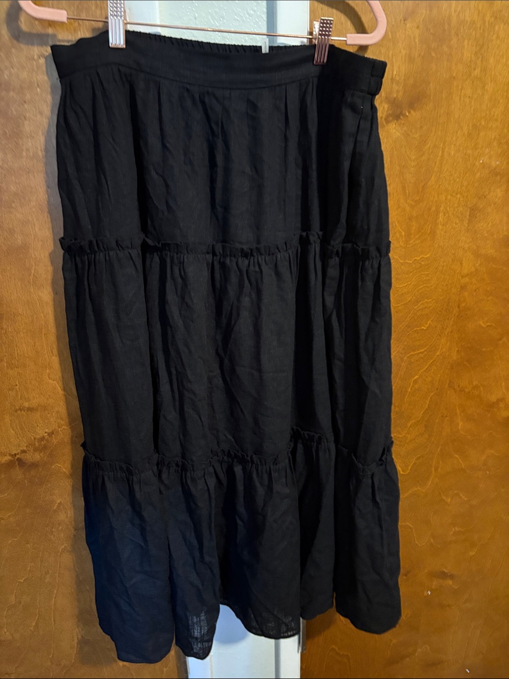 Black Tiered Midi Skirt